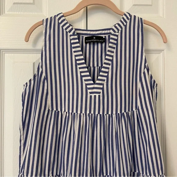 Tuckernuck Pomander Place Kenzo Blue & White Striped Cotton Poplin Sun Dress - Picture 15 of 15